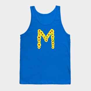 Sunflowers Initial Letter M (Black Background) Tank Top